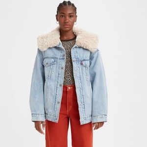 XL OVERSIZED SHERPA TRUCKER JACKET WOMENS